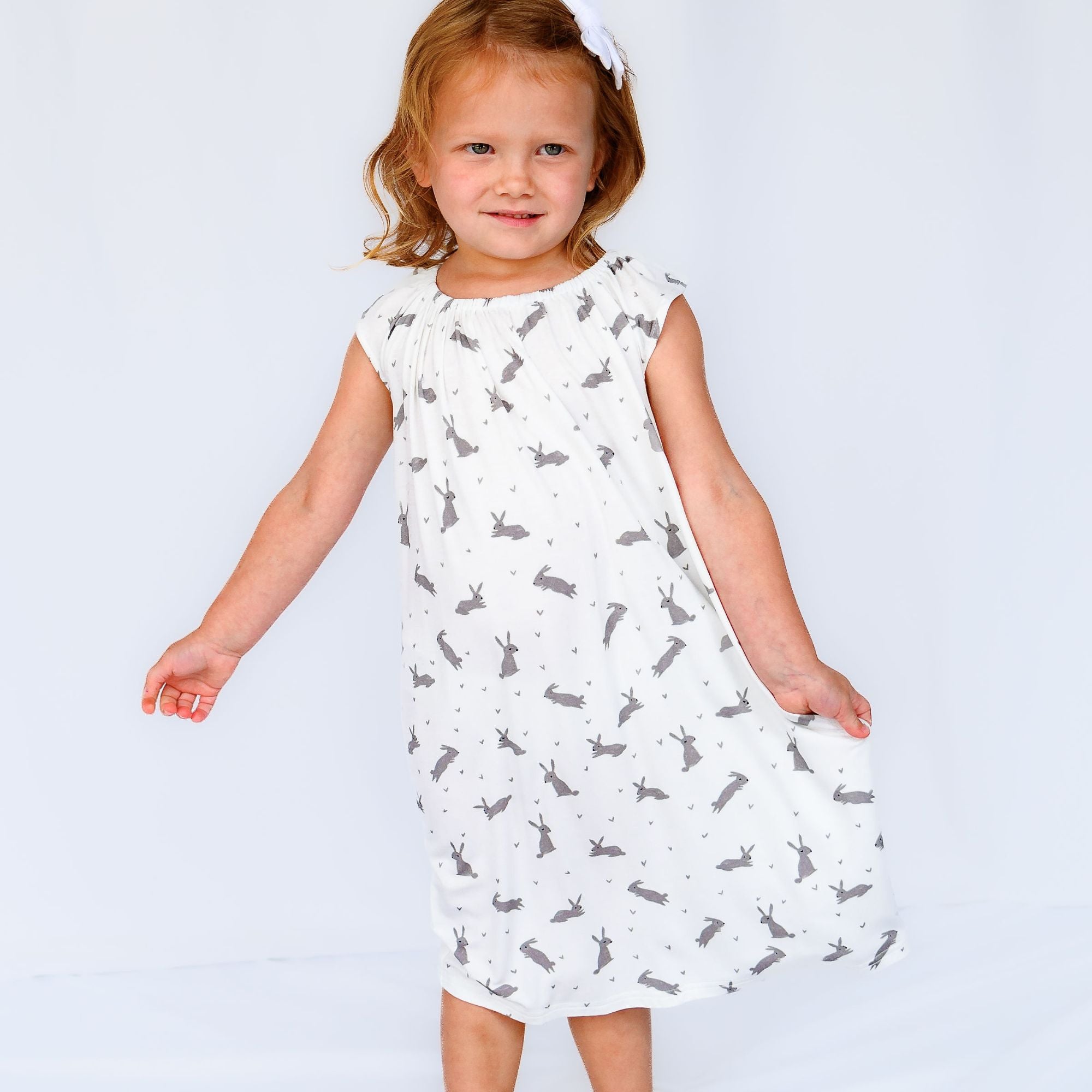 bamboo toddler nightgown - happy bunnies